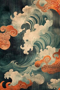 日式海浪云纹传统图案