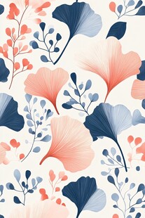 银杏花卉图案的唯美插画