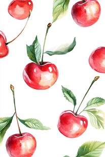水彩绘樱桃图案背景