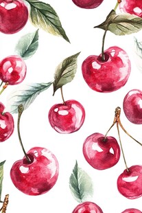 水彩樱桃图案