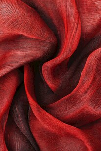 红色褶皱丝绸面料特写