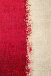 红与米白交织的织物纹理