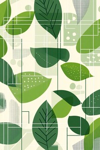 清新绿叶几何图案背景