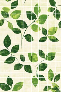 绿叶藤蔓几何纹理背景图