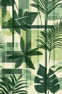 热带植物几何风图案背景
