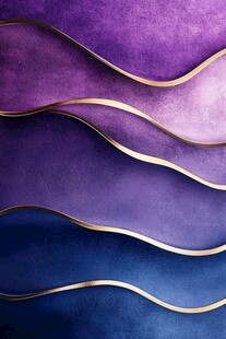 紫蓝渐变金纹波浪背景