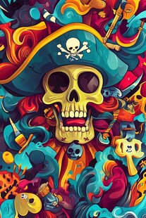 海盗骷髅奇幻插画