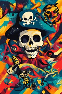 海盗骷髅奇幻涂鸦艺术