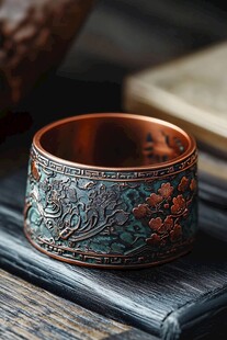 古雅雕花铜制杯具