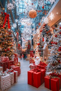 商场内璀璨的圣诞装饰景观