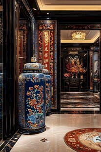 中式奢华玄关的典雅景致