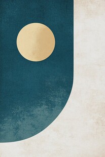 几何抽象风蓝金装饰图案