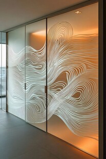 艺术玻璃隔断 灵动线条之美