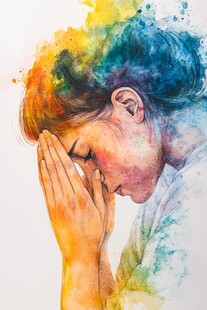 水彩绘就的沉思女性形象