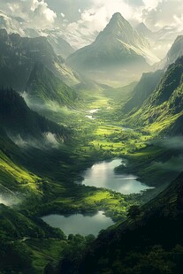 梦幻山谷中的山水奇景