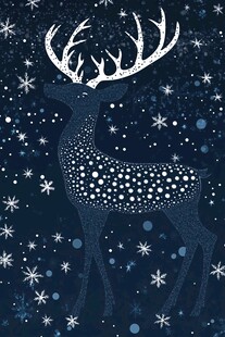 梦幻雪花中的优雅驯鹿