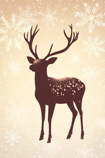 圣诞麋鹿剪影 雪花背景