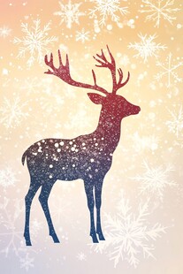梦幻驯鹿与雪花圣诞图景
