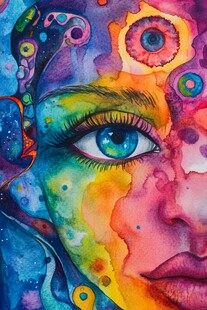 梦幻水彩绘就的多彩眼眸