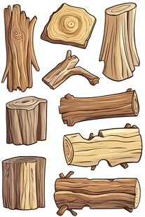 卡通风格多样木头素材