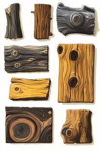 多样木纹木板插画素材