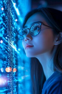 科技女性凝视数据世界