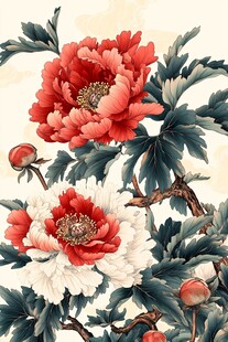 国画牡丹花卉图