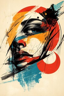 抽象笔触下的女性艺术面孔