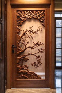 中式雕花木门 精致工艺美