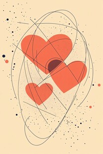 爱心线条抽象艺术插画