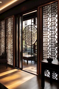 中式雕花隔断的雅致空间