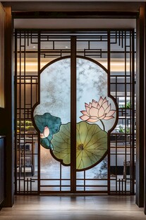 中式荷花屏风隔断美韵