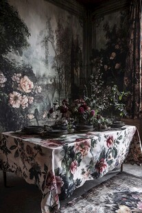复古花卉风室内餐桌布置
