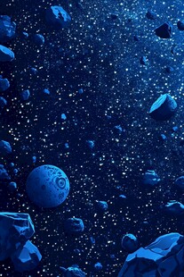 蓝色宇宙中的星球与陨石