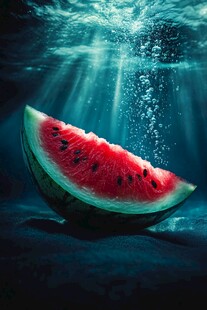 水下的西瓜奇幻景象