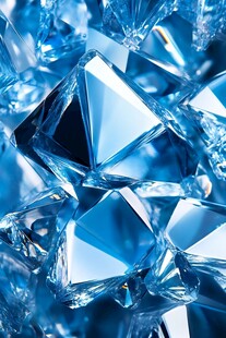 璀璨蓝色水晶宝石特写