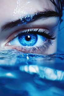 蓝眸浸于水中的梦幻瞬间