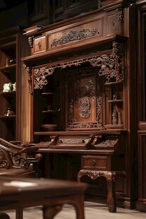 古典雕花中式实木书桌