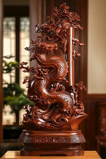 红木雕龙摆件 工艺精湛