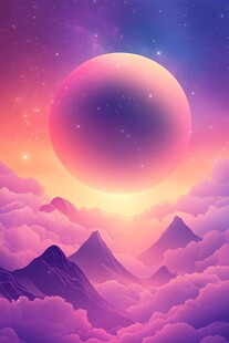 梦幻星空下的云海山峦