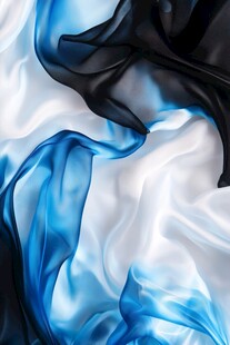 蓝黑白色飘逸丝绸之美