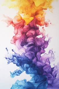 梦幻色彩墨水空中绽放