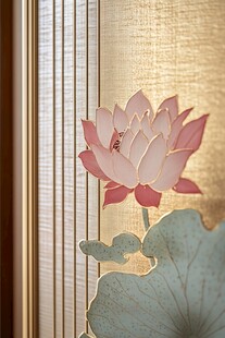 中式金底荷花精致装饰画