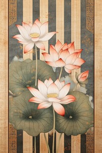 中式水墨荷花装饰画