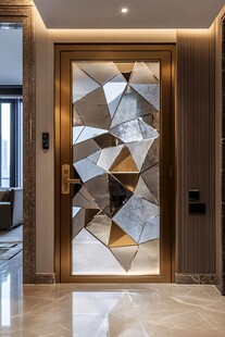 奢华几何拼接玻璃入户门