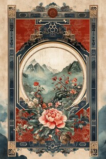 中式国风山水花卉装饰画