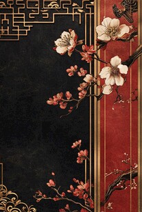 中式古典花鸟黑金背景图