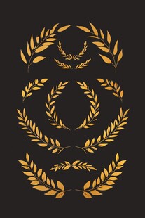 金色麦穗花环装饰图案