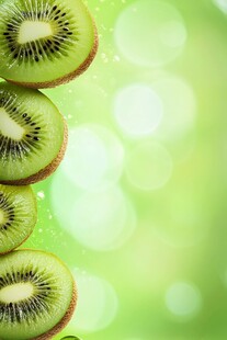 切片猕猴桃的清新绿色背景