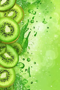 鲜切猕猴桃的清新绿色背景